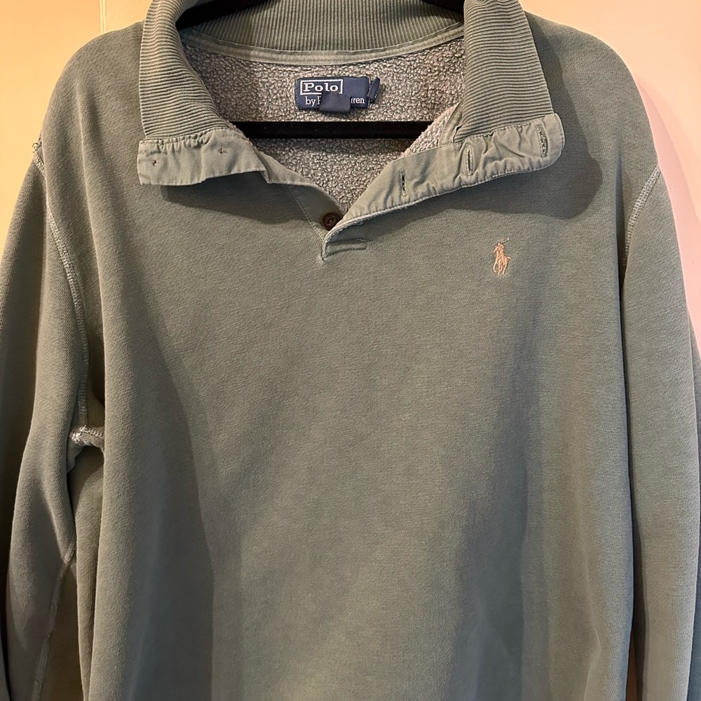 Polo Button Collar Pullover Sweatshirt - image 1